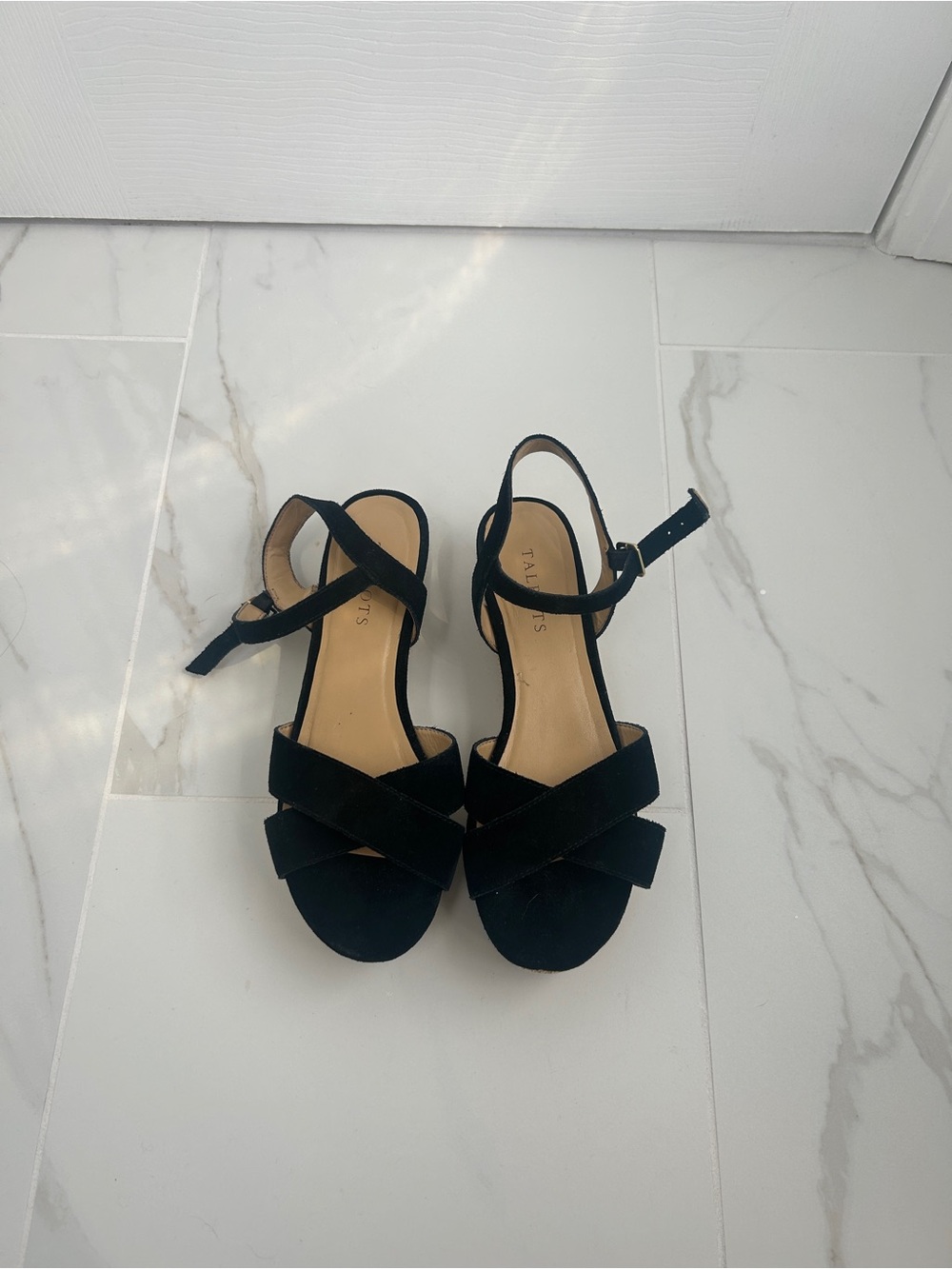 Talbots Black Crisscross Ankle-Strap Heels
